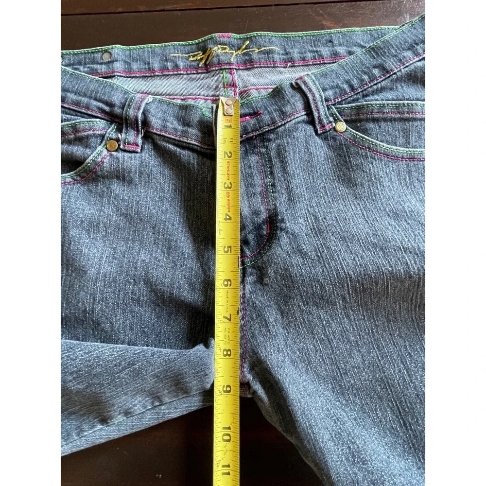 Ruff Ryders Y2K Womens Denim Long Shorts Side Tie Contrast Stitch Size 7/8‎ READ